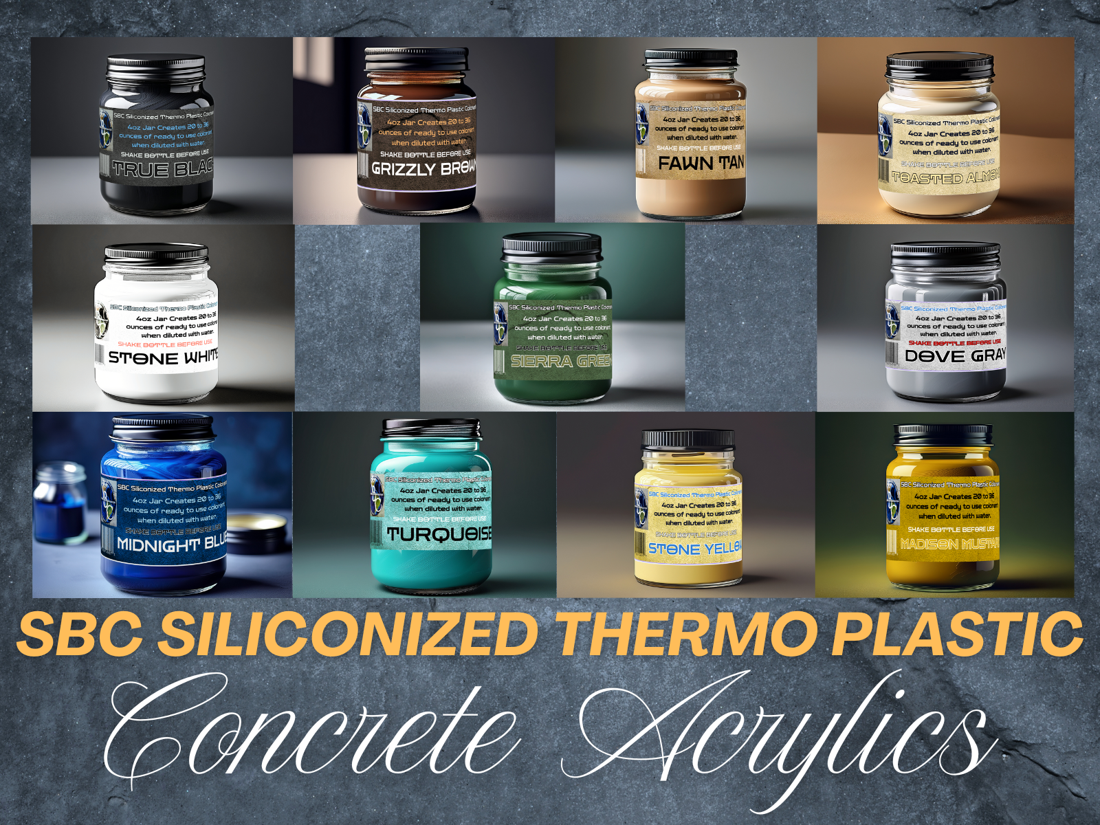 Concrete Acrylic Colorants-4oz Jars - Concrete Stains