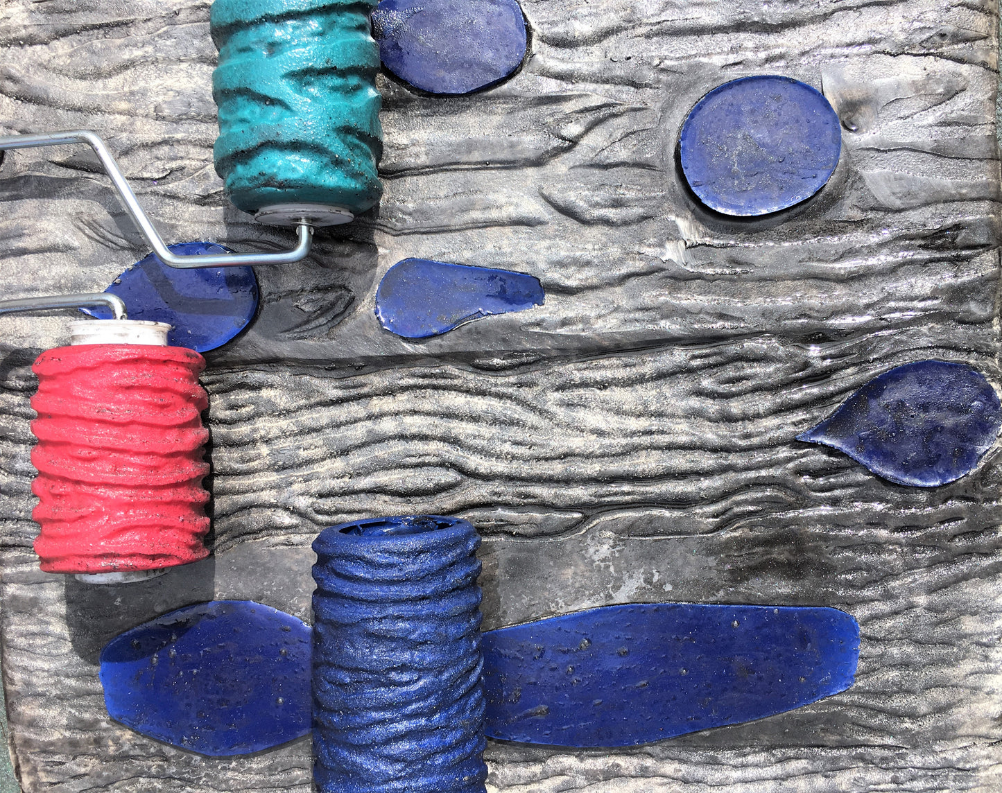 "The Original" Tree Bark Concrete Texture Roller Set, 3 Concrete Texture Rollers + 10 Tree Knot Stamps