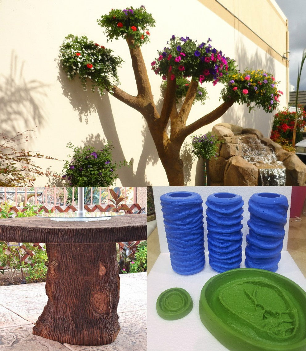 "The Original" Tree Bark Concrete Texture Roller Set, 3 Concrete Texture Rollers + 10 Tree Knot Stamps