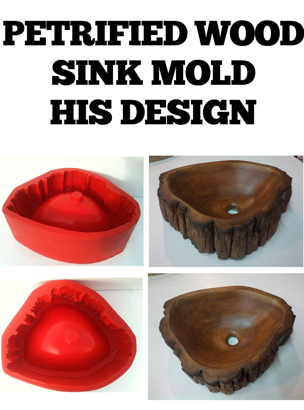 Concrete SinkCrete Manufacturing Molds - Petrified Wood SinkCrete Mold Designs