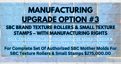 Manufacture SBC Concrete Texture Rollers and Small Stamps - Business Opportunity - Add To SBC Brick and Mortar Store