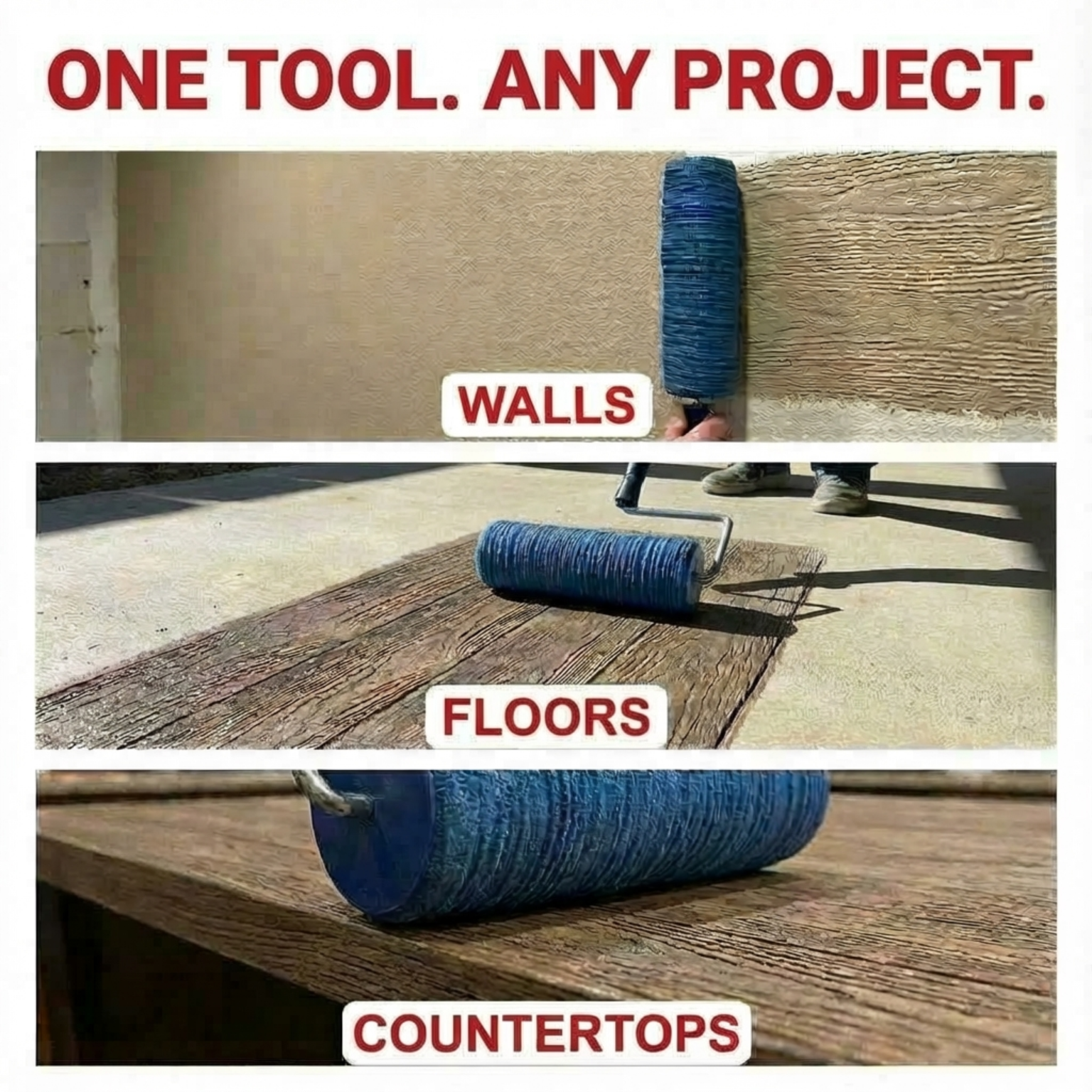 Concrete Texture Rollers - The Exquisite Barnwood Concrete Texture Roller - Creates The Most Pristine Wood Textures!