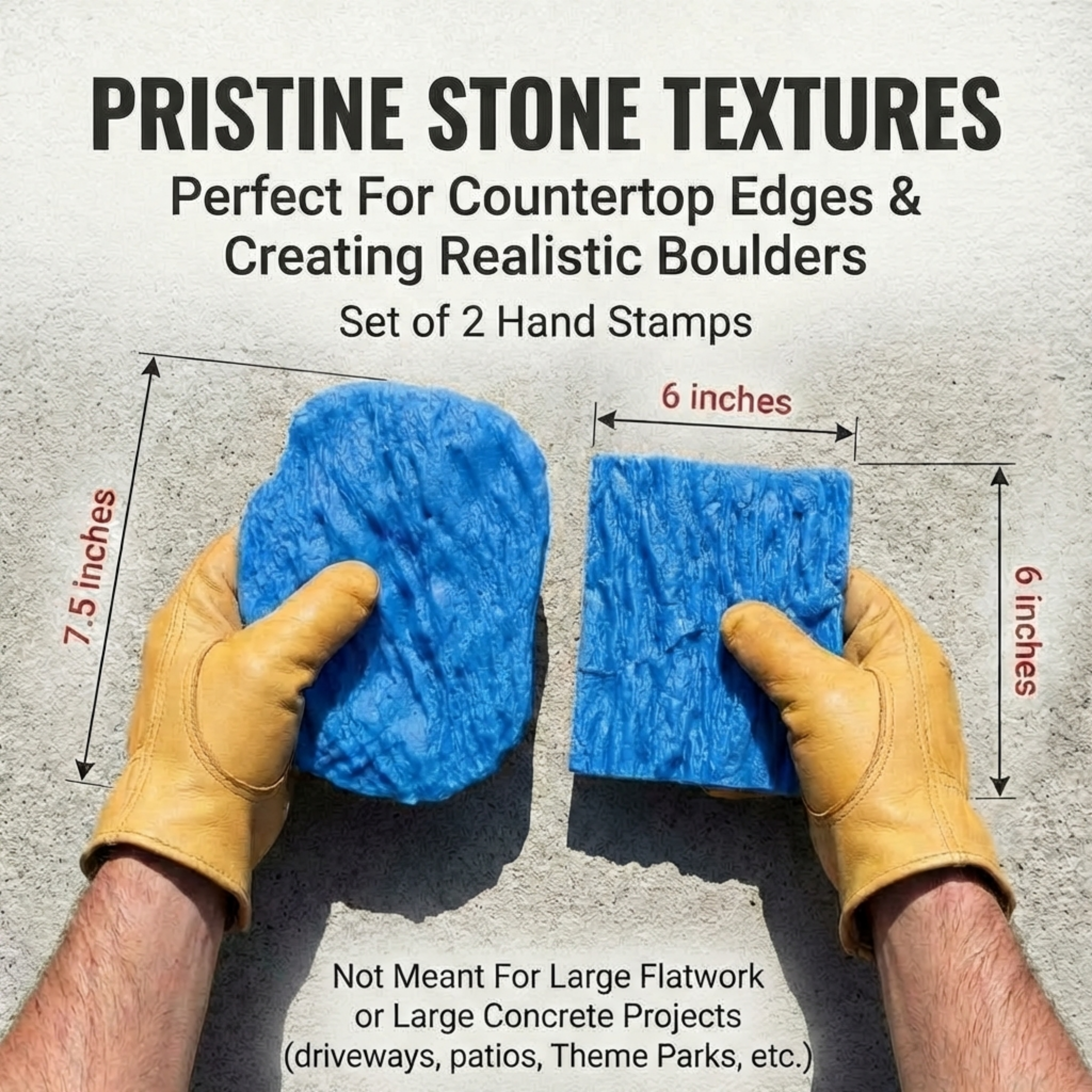 Concrete Masonry Form Stamp Set, 2 Stamps, 7.5"x5.5" & 6"x5"