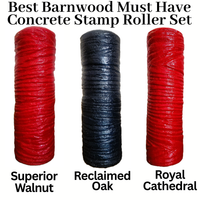 Best Barnwood Concrete Stamp Roller Set, Superior Walnut, Reclaimed Oak, Royal Cathedral Premium Must Have 3 Roller Set