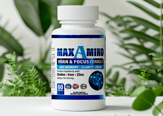 MaxAMind Brain Focus Formula - Premium Nootropic Brain Supplement, for Men & Women - Caffeine-Free Focus Formula Capsules for Concentration, Memory Support, Improve Mental Clarity and Alertness