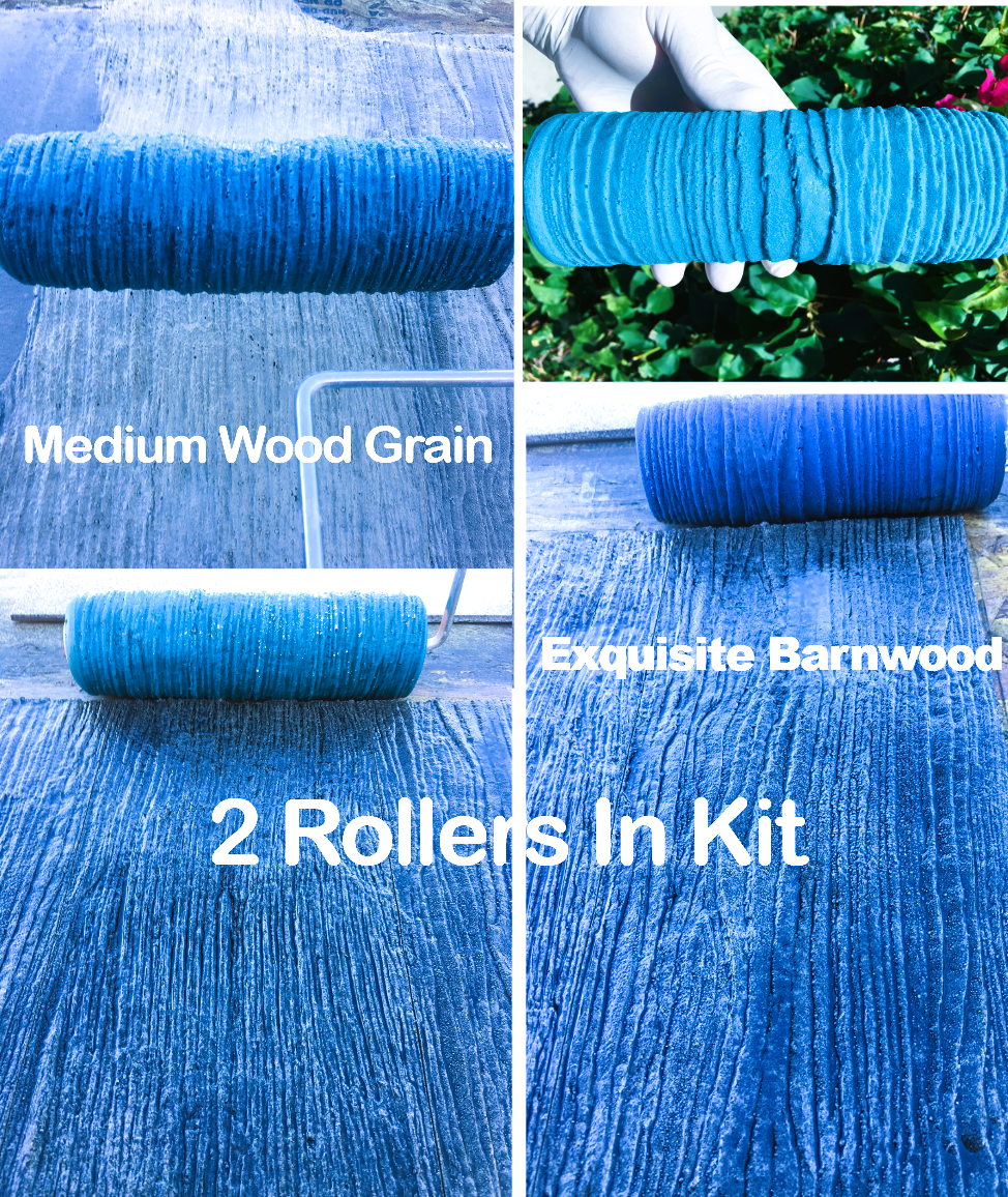Medium Wood Grain & Exquisite Barnwood Concrete Texture Roller Kit