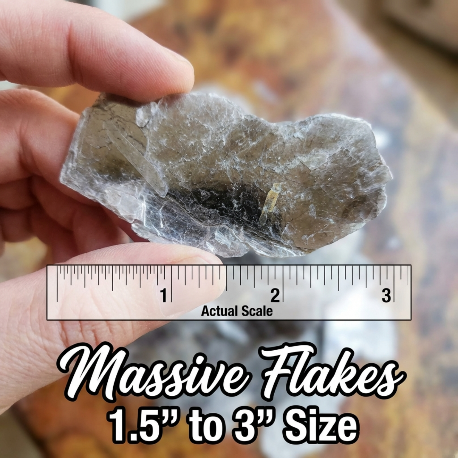 Mica Flakes-Large White Green 1, 1/2" TO 3" Flakes - 8oz, 12lbs, 50lbs