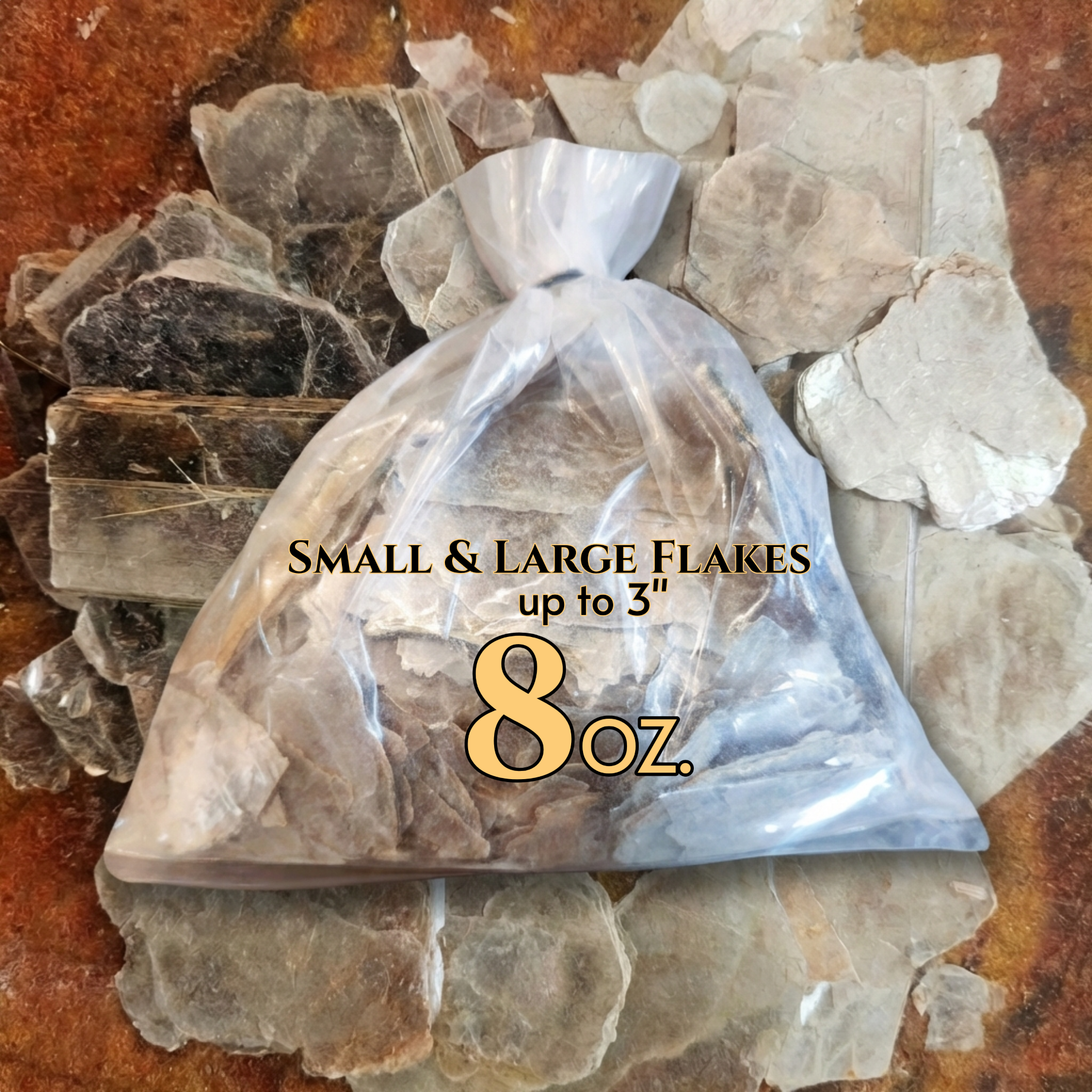 Mica Flakes-Large Natural Granite, 1, 1/2" TO 3" - 1lb Bag or 25lb Bag