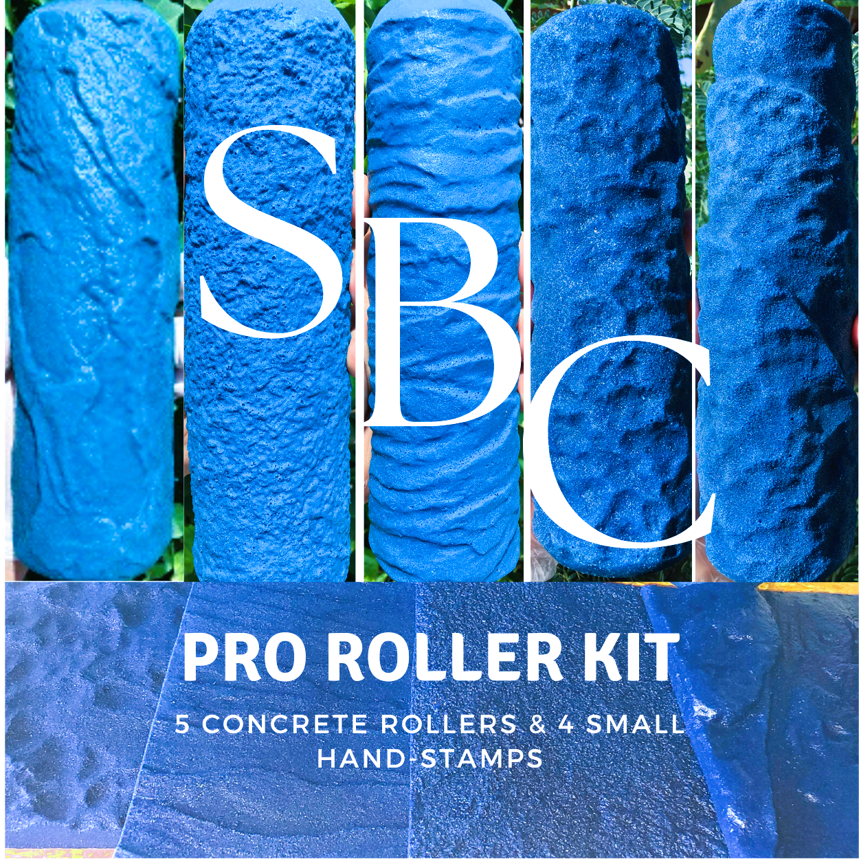Concrete Texture Rollers-Best masonry texture roller Pro Kit-5 Rollers, 4 Stamps-Use For Forming Concrete Into Realistic Stone Textures