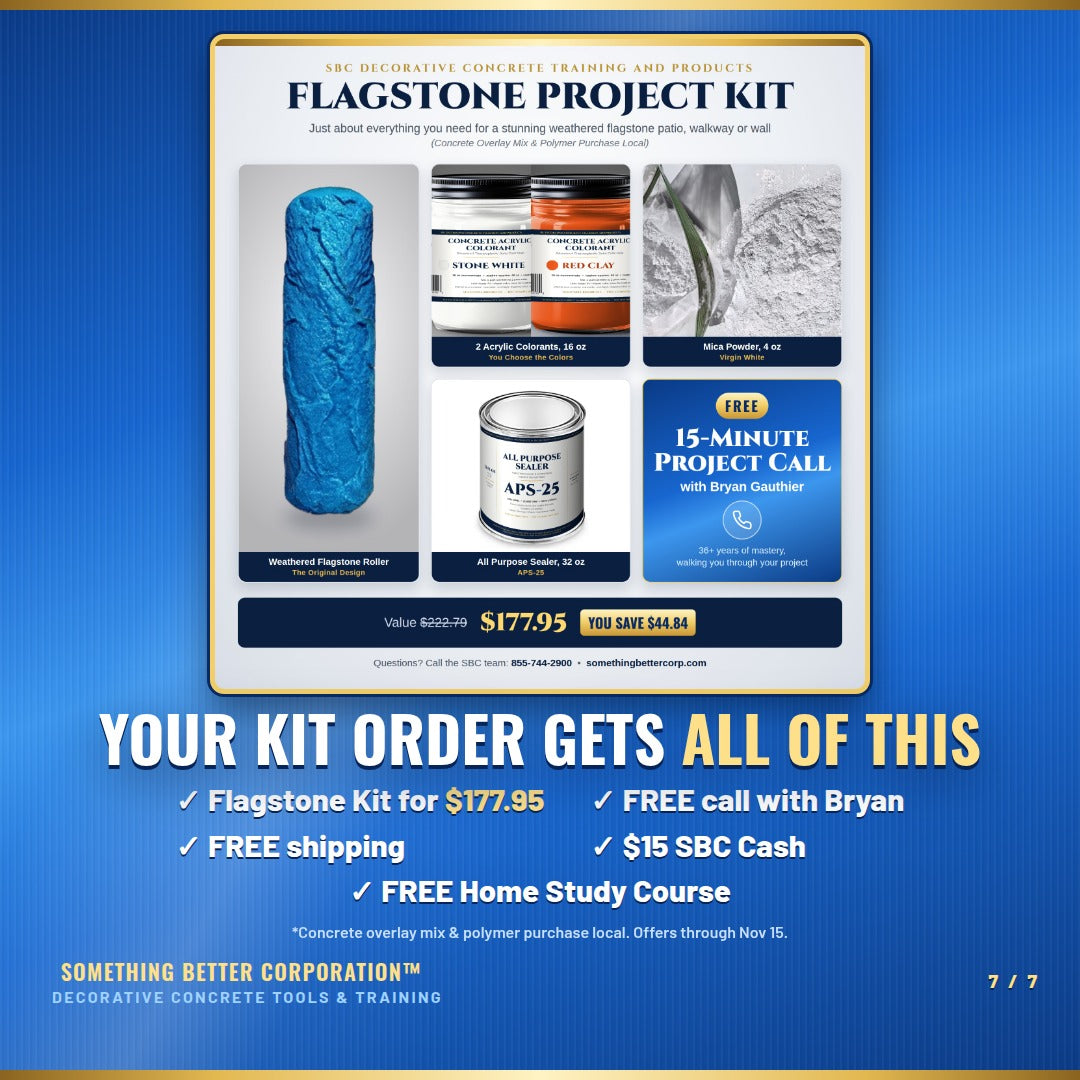 Weathered Flagstone Project Kit: Roller, 2 Colorants, Mica & Sealer + FREE 15-Min Call with Bryan