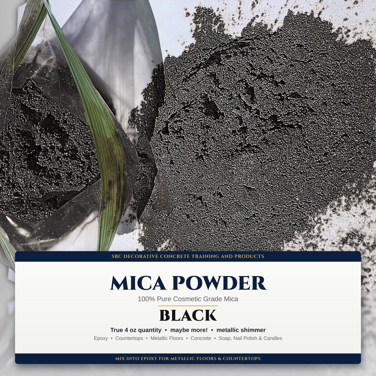 Black mica powder, 100% pure cosmetic grade, 4 oz
