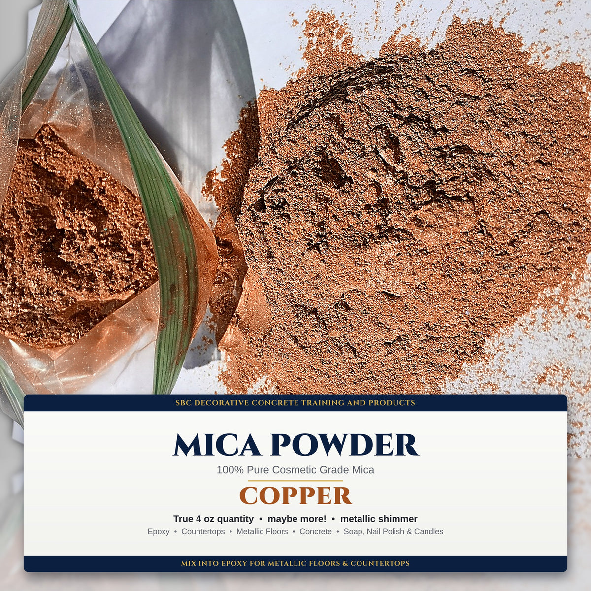Copper mica powder, 100% pure cosmetic grade, 4 oz