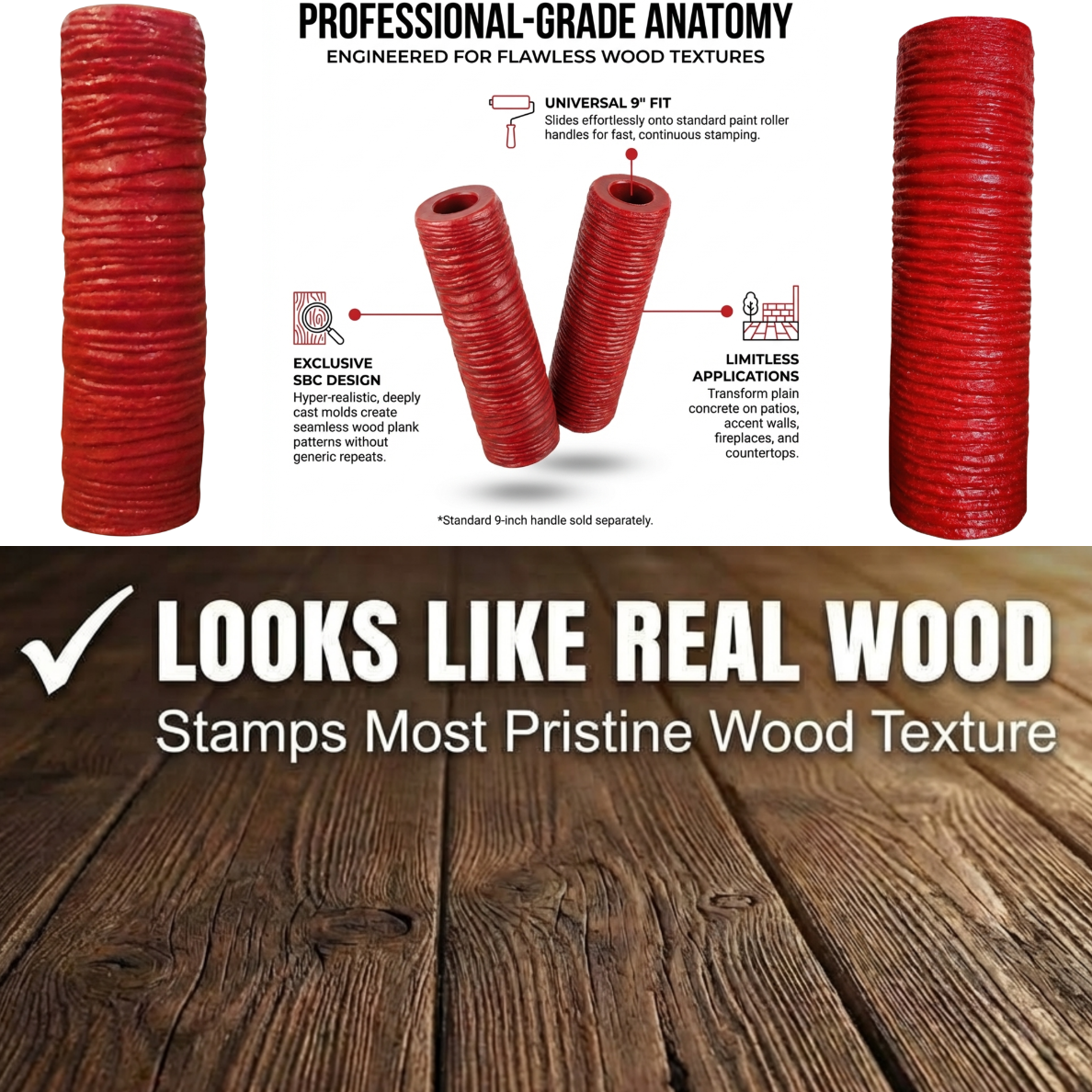 Premium Wood Grain Rollers, Common Plank, Weathered Pine, etc. (Superior Wood Grain Set)