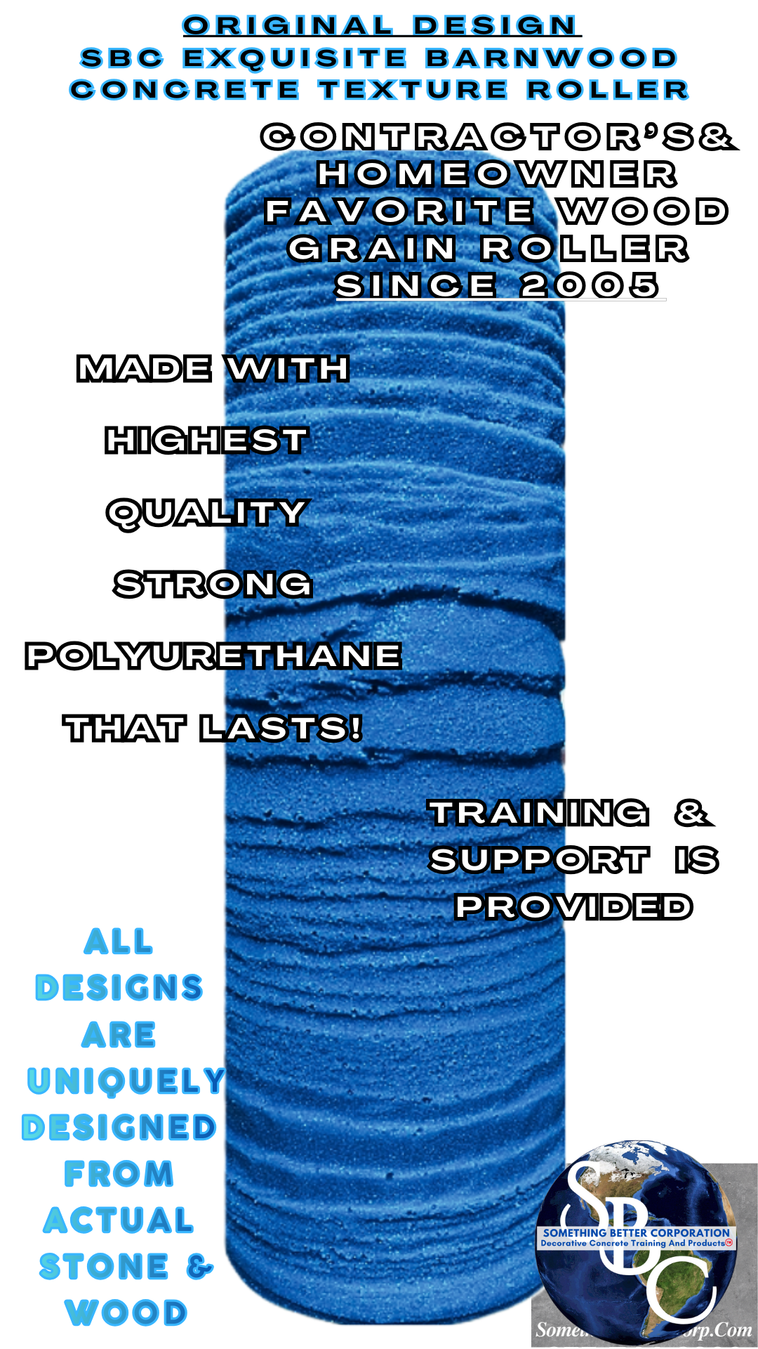 Concrete Texture Rollers - The Exquisite Barnwood Concrete Texture Roller - Creates The Most Pristine Wood Textures!