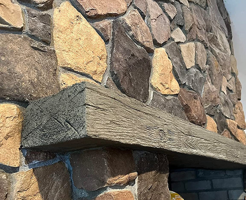 Barnwood Mantel & Stone Fireplace finished with SBC