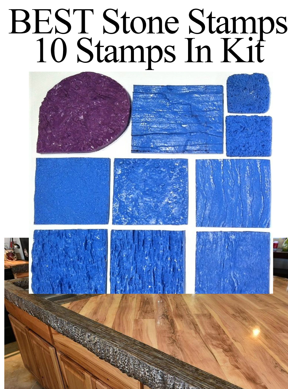Best Concrete Stone Stamp Kit - Small Hand Stamps 7", 6", 3"