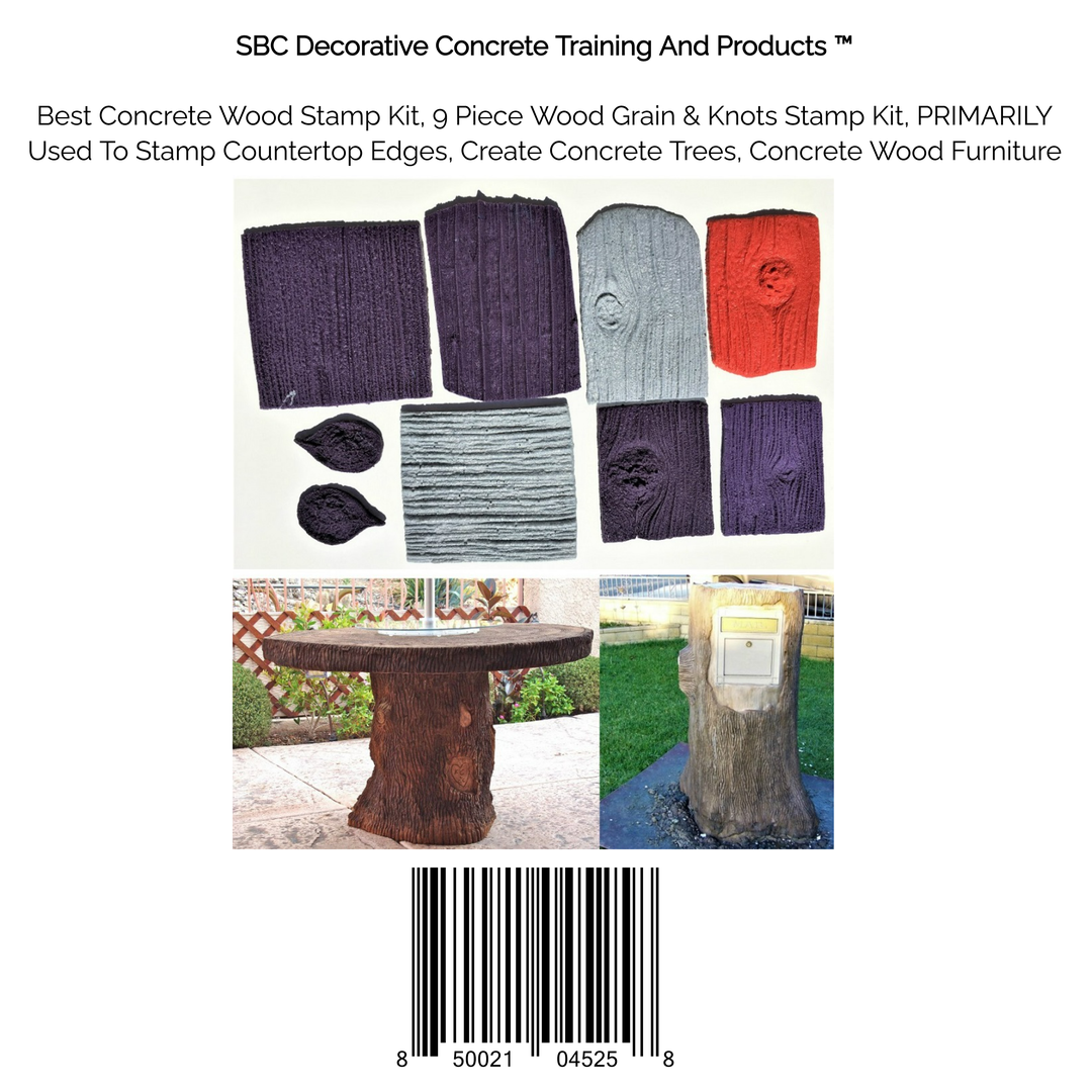 Best Concrete Wood Stamp Kit, 9 Piece Wood Grain & Knots Stamp Kit